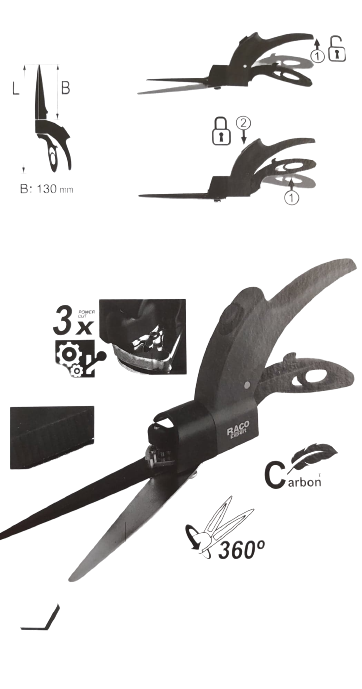 MECHANICAL GRASS SHEARS ROTATABLE